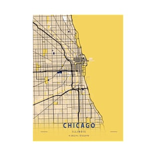 Chicago - Illinois Yellow City Map T-Shirt