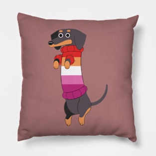 Dachshund Pride - Lesbian Flag Pillow