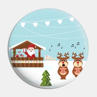 Christmas market cartoon illustration Pin