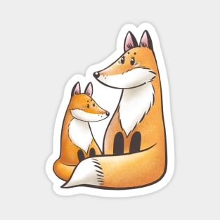 Mommy fox with baby fox Magnet