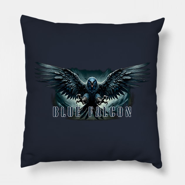 Blue Falcon Pillow by Total 8 Yoga