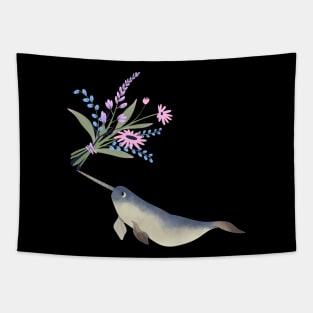 Narwhal Purple Pink Lavender Flowers Tapestry