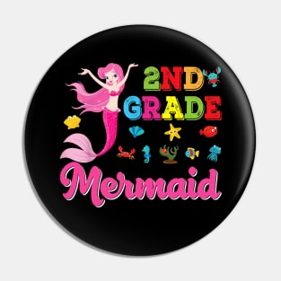 2nd Grade Mermaid Cute Girl Back To School Second Kid Class Pin