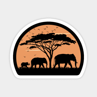 Elephants at Sunset Magnet