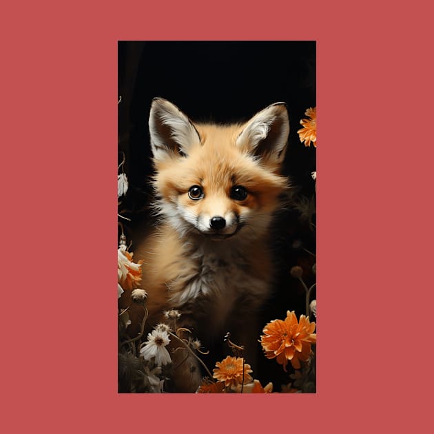 Cute Fox Field Of Flowers Baby Fox Print Art Foxes Lover by Kertz TheLegend