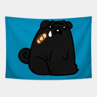 Sad Hurt Black Pug Tapestry