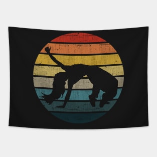 Breakdance Dancer Silhouette On A Distressed Retro Sunset design Tapestry