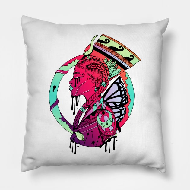 Blue Red Blend Godddess of Egypt Pillow by kenallouis