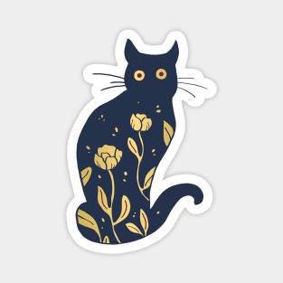 Dark blue and gold cat Magnet