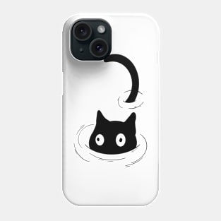 swimming black cat Phone Case