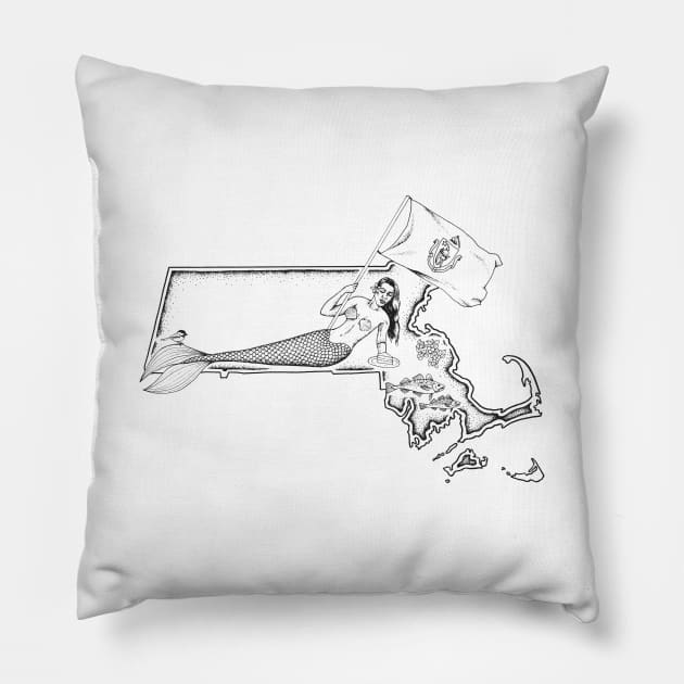 Massachusetts Pillow by Elizabeth Weglein Art