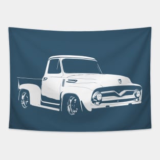 1955 Ford F-100 - stylized white on dark background Tapestry