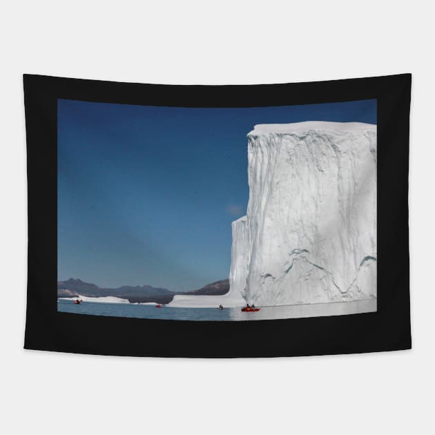 Kayaking whith icebergs (Disko bay) Tapestry by mjoncheres