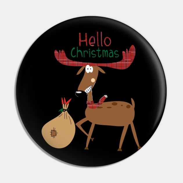 funny Christmas Reindeer Pin by AdeShirts