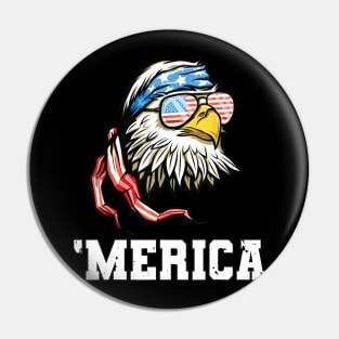 4th Of July Merica USA Flag Bald Eagle Patriotic Veteran Pin
