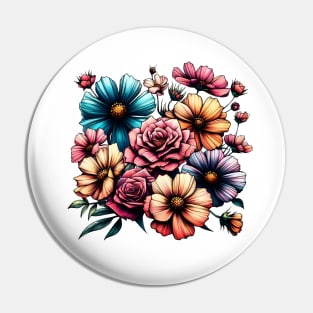 Whimsical Blooms: Crayon-Colored Roses Pin