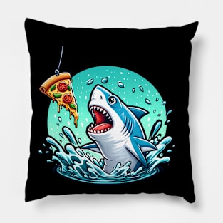 Funny Shark with Pizza, Pizza Lover Pillow