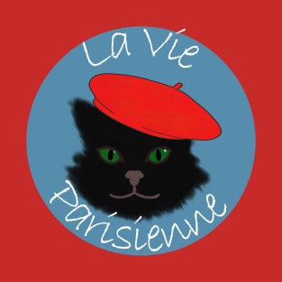 Black Cat With Beret T-Shirt