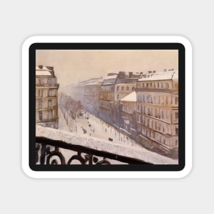 boulevard haussmann in the snow - Gustave Caillebotte Magnet