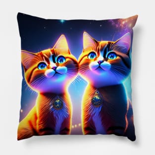 Mr. and Mrs. cat under the moon Pillow