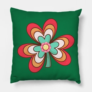 Lucky Irish Groovy Shamrock Retro St Patricks Day Pillow