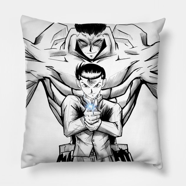 yusuke urameshi and the spirit gun art Pillow by jorge_lebeau