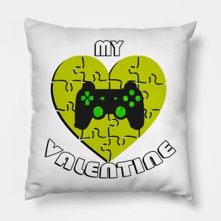 Gamer Valentine's Day Video Game Graphic Heart, My Valentine Funny Gaming Pillow