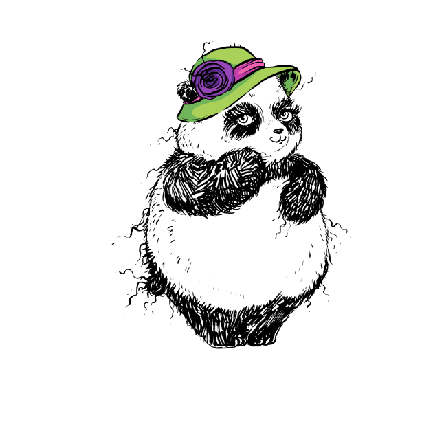 Bashful Lady Panda with a Gorgeous Hat by obillwon