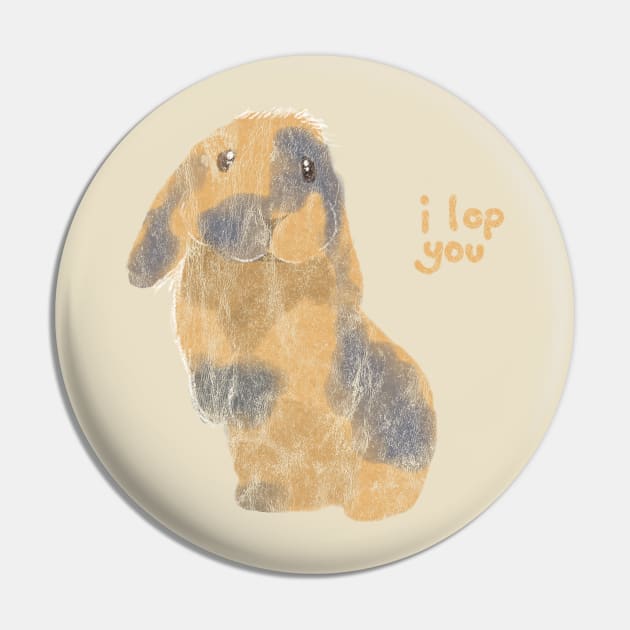 I Lop You Harlequin Holland Bunny Pin by bunsnbells