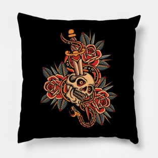 Skull Traditional Tattoo Pillow