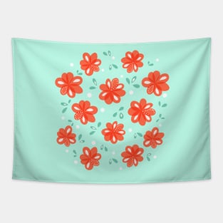 Cheerful Red Flowers Tapestry