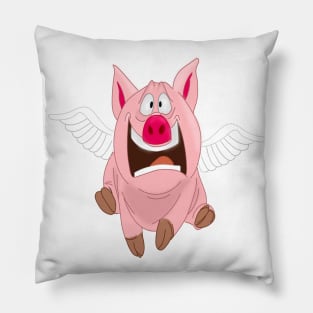 Cute Flying Pig named Bacon - Illustration Pillow