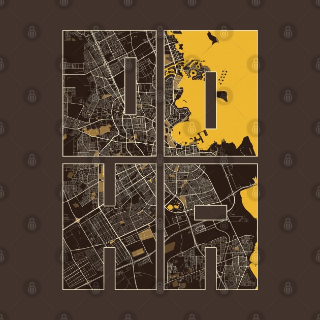 Doha, Qatar City Map Typography - Pastel by deMAP Studio