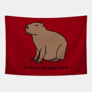 Animals with Sharp Teeth Halloween Horror Capybara Tapestry