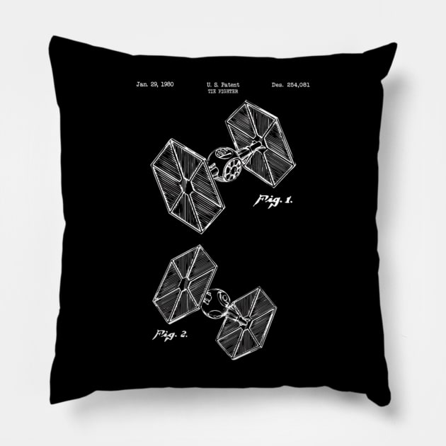 Tie Fighter (white) Pillow by Big Term Designs