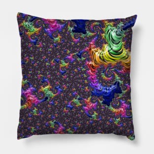 Funky Vivid Colorful Psychedelic Rainbow Fractal Pillow