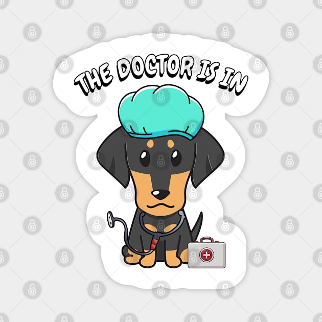 Cute dachshund dog is a doctor Magnet by Pet Station