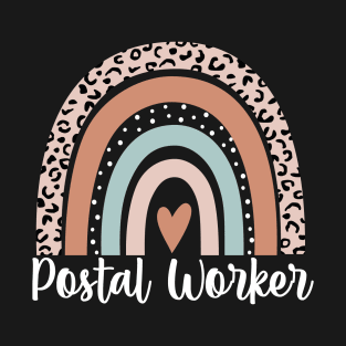 Postal Worker Rainbow Leopard Funny Postal Worker Appreciation T-Shirt
