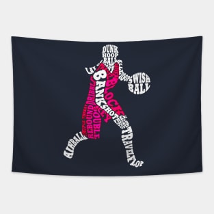 Girls Basketball Player Typography Tapestry