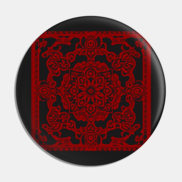 Red Snowflake Aesthetic - Bohemian Paisley Pin by BubbleMench