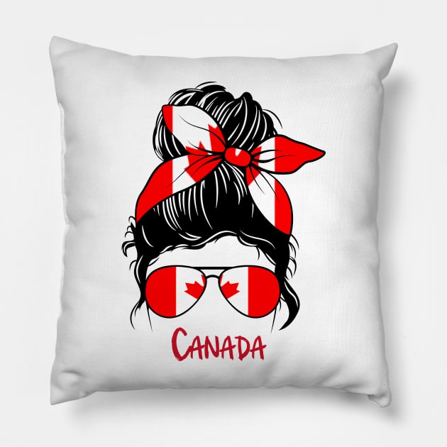 Canadian Girl, Canadian girlfriend, Canada Messy bun Pillow by JayD World
