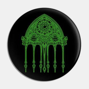 Green Gothic Cathedral Window Pin