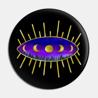 Moon Phases Third Eye Mystical Purple Art Pin