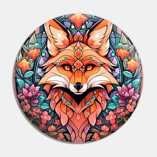 Stained Glass Fox Pin