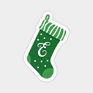 Christmas Stocking with Letter E Magnet