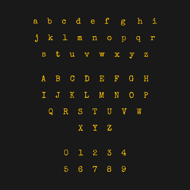 Yellow Typewriter Letters and Numbers by anacarminda