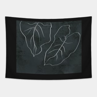 Two Leaves minimalist line drawing Tapestry