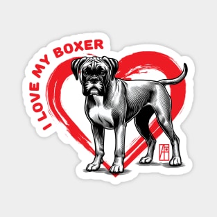 I Love My Boxer - I Love my dog - Balanced dog Magnet