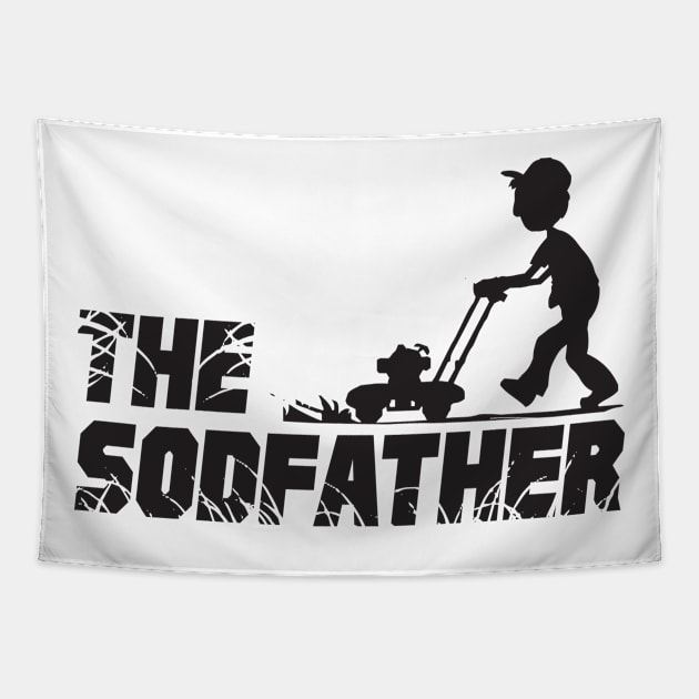 The Sodfather Lawn Mower Guy Grass Funny Landscaping Tapestry by Mellowdellow