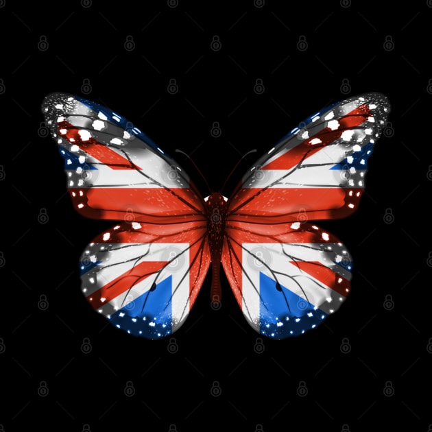 British Flag  Butterfly - Gift for British From Great Britain by Country Flags